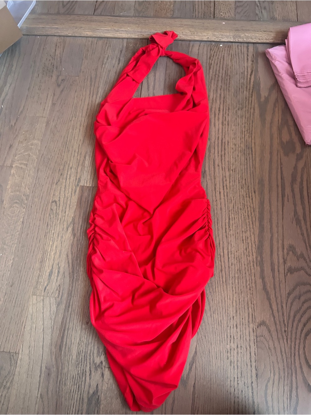 Zara red body-con dress size small red halter